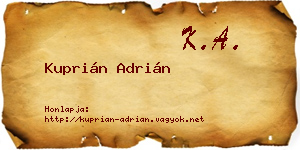 Kuprián Adrián névjegykártya